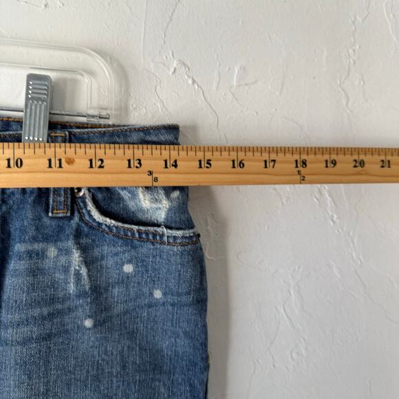 Tilt Y2k Junior's Size 3 Distressed Bleach Splatter Denim Mini Skirt - Picture 5 of 6